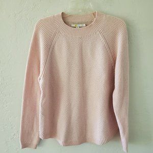 Boden Sweater Size 14 Pastel Pink Wool Blend Knit Stretch Long Sleeve Pullover